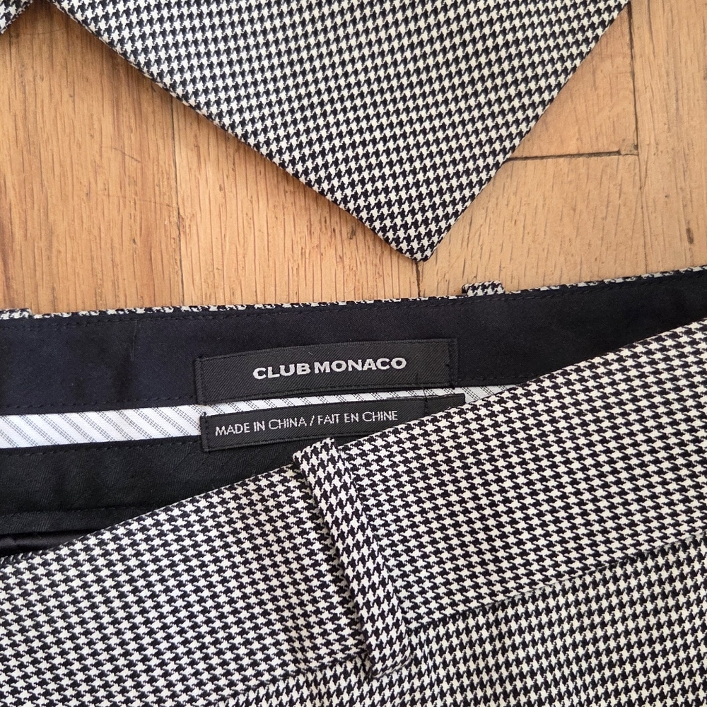 Club Monaco Houndstooth Vest in Black and White - Picture 2 of 5